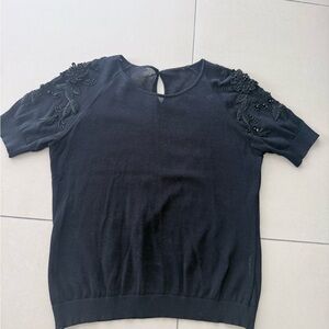 Chic Black Embroidered Women's Blouse